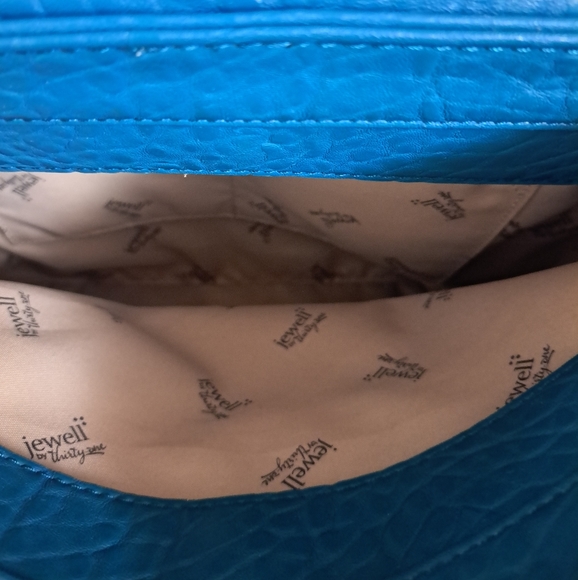 Jewell By 31 Blue Handbag Purse Satchel Women's Faux Leather 12x10" Colorful - Picture 9 of 13